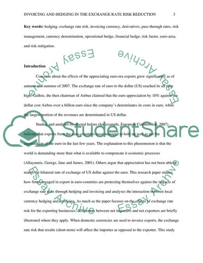 Invoicing and Hedging in the Exchange Rate Risk Reduction