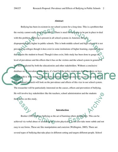 Prevalence and Effects of Bullying in Public Schools