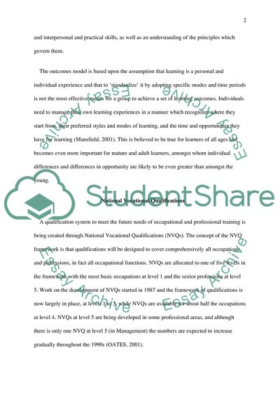 The Notion of Outcomes in Improving Student Lerning