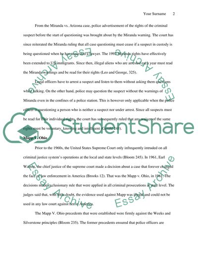 Mapp v. Ohio and Miranda v. Arizona Supreme Cases and the Effects on Interaction of Criminal Suspects