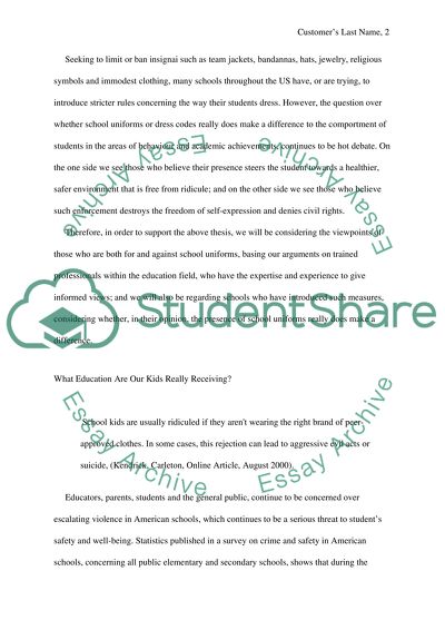 Mandating School Uniforms: Civil Rights vs. Civil Order