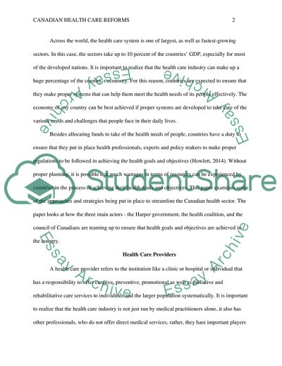 Canadian Health Care Reforms