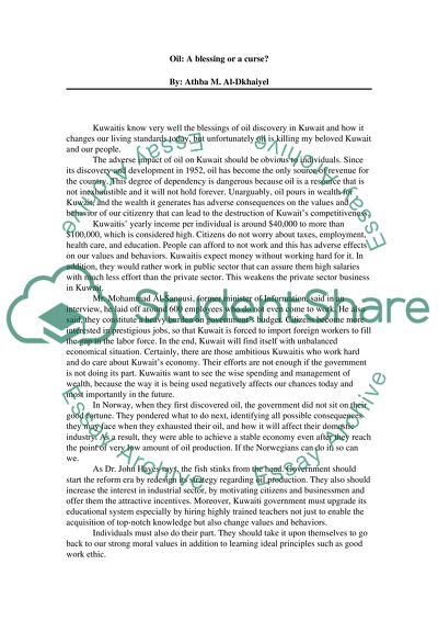Oil: A Blessing or a Curse