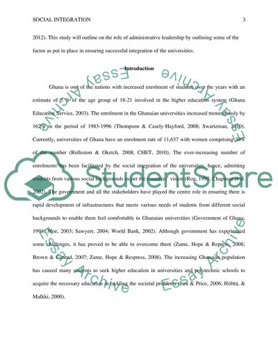 Social integration in ghanaian universities: the role of administration leadership