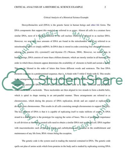 Critical Analysis of a Historical Science