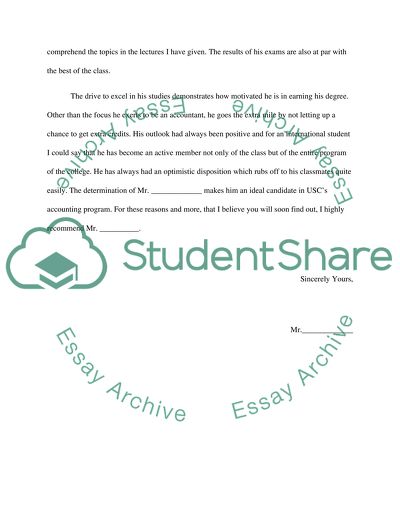 Recommendation Letter