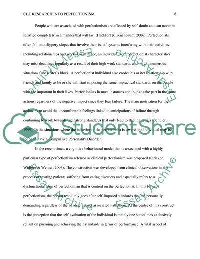 CBT Research into Perfectionism