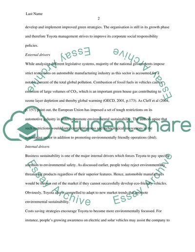Toyota Company - the Environmental Audit