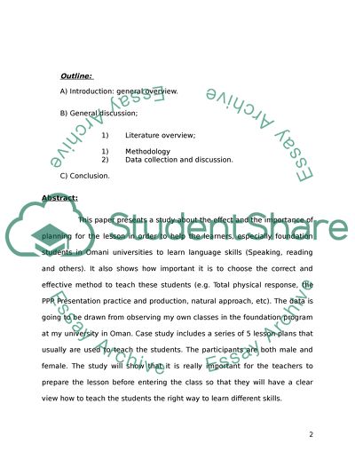 Lesson Plan in the Foundation Program in Omani Universities