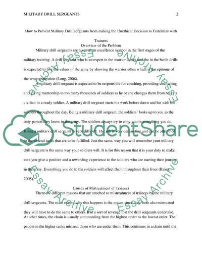 How to prevent Military Drill Sergeants from making the unethical decision to Fraternize with Trainees