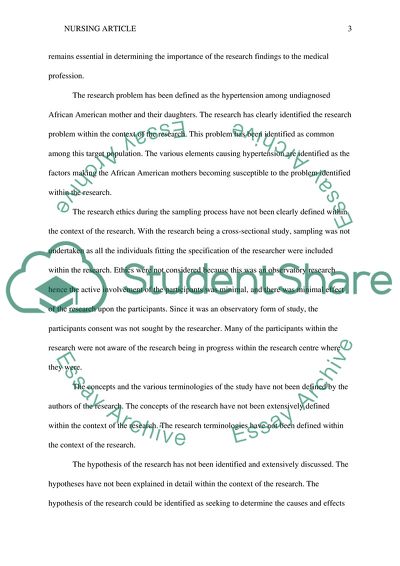 Risks for Hypertension Among Undiagnosed African American Mothers and Daughters