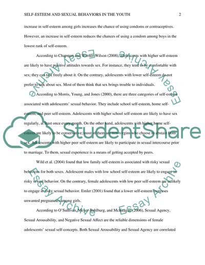 Self-esteem and sexual behaviors in the youth