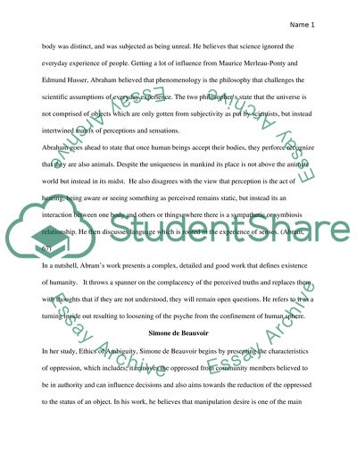 David Abram, Simone de Beauvoir, and Sartre