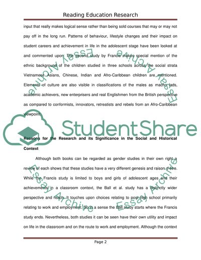 A Comparative Analysis of Two Texts Related to Gender Studies of Youth in London