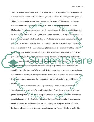 Research paper analyzing the writiing style of Stephen King