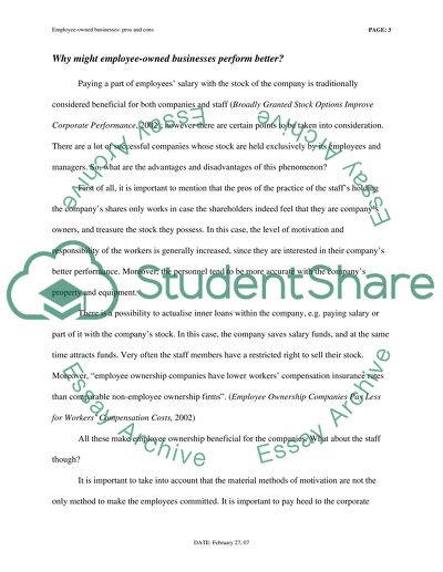 EMPLOYEE-OWNED BUSINESSES: PROS AND CONS