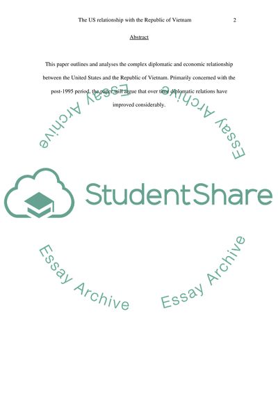 The US Relationship with the Republic of Vietnam