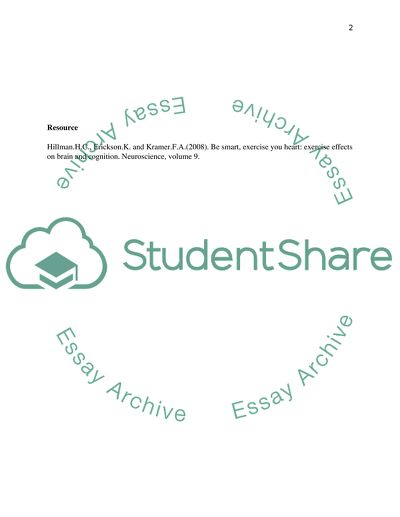 Be smart exercise your heart: exercise effects on brain and cognition by Hillman.H.C