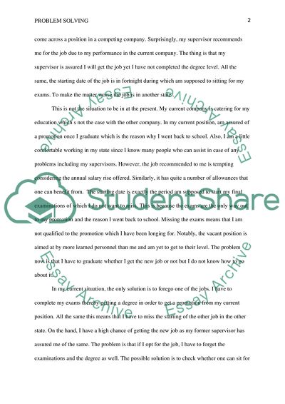 Problem Solving: Promotion in the Company