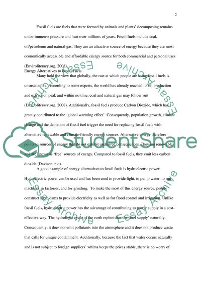 Different energy alternatives to fossil fuels