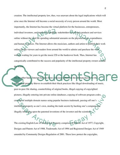 Is English Intellectual Property Law Incapable of Protecting Internets Growth