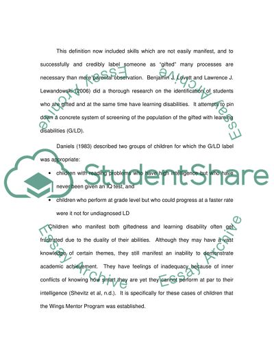 Mentoring Children with Learning Disabilities