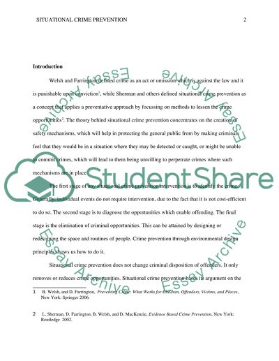 Why Situational Crime Prevention Can Not Fully Address a Communitys Crime Problems