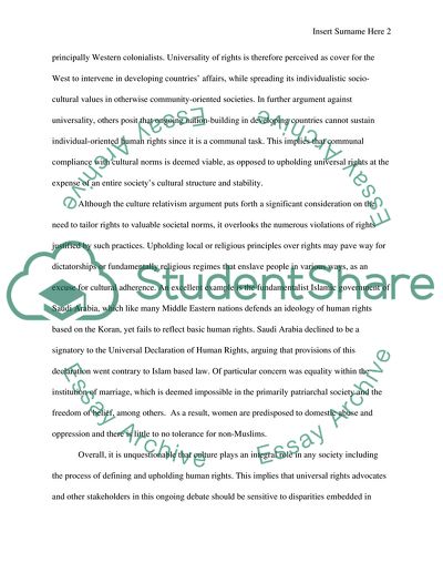 Universality of Human Rights and Cultural Disparity