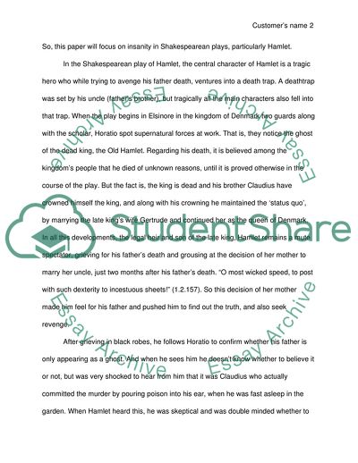 Insanity in Shakespeare