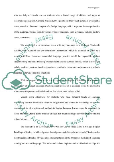 Critical Appraisal of Visuals in Learning