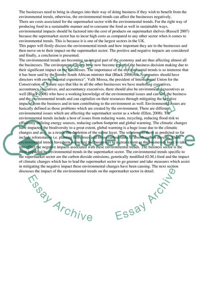 Environmental Trends and their Impact on the Supermarket Sector