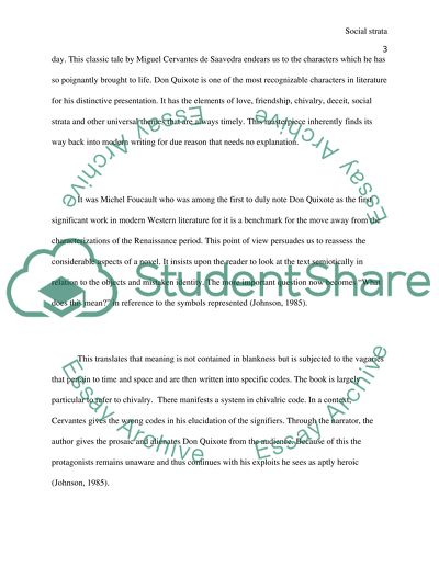 Social Strata and its Apparence in Don Quixote de la Mancha