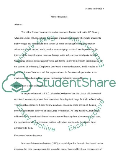 The Main Function of Marine Insurance