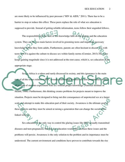 Importance Of The Sex Education In Cameroon