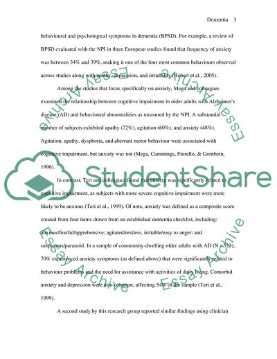 Dementia-Related Factors and Anxiety in Assisted Living Facilities