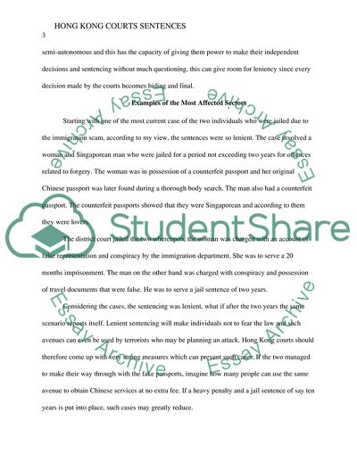 Hong Kong Courts Sentences