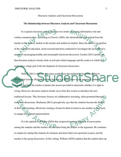 The Relationship between Discourse Analysis and Classroom Discussions