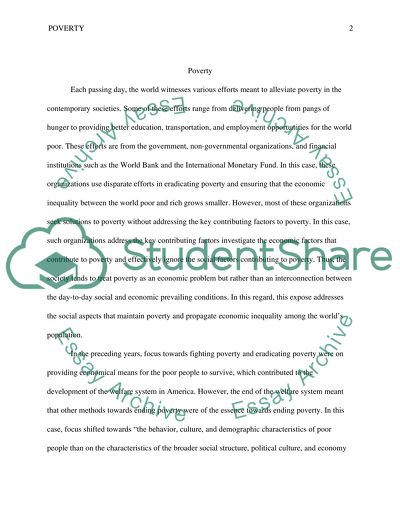 Poverty and Post-Welfare Era