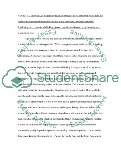 Educational Thinking and Reflective Thinking