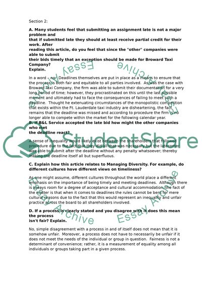 Managing Diversity - Broward Taxi Company