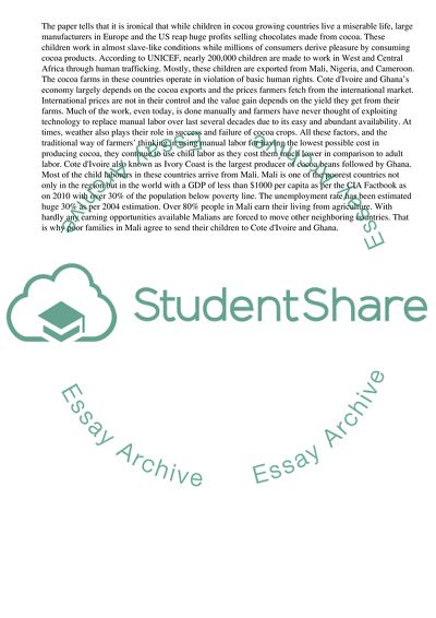 Child Slavery in West Africas Cocoa Plantations