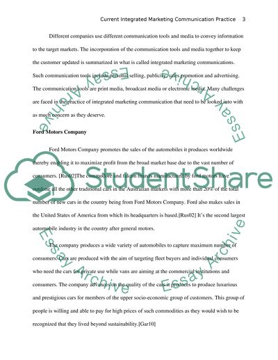 Integrated Marketing Communication Practice at Ford Motors Company