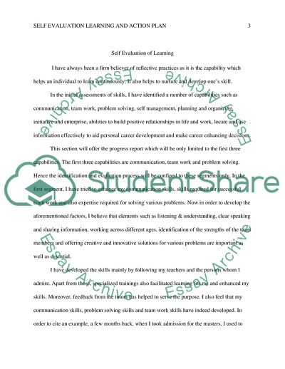 Self-Evaluation of Learning