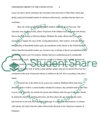 Childhood Obesity in the United States