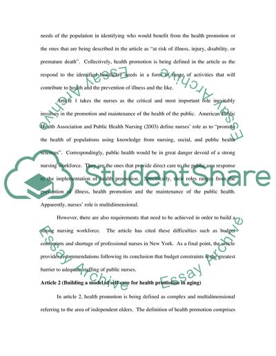 The importances of the primary,secondary and tertiary levels of health promotion in nursing practice