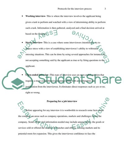 Examine protocols for the interview process