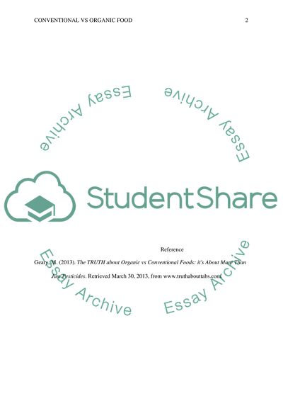 Conventional Vs. Organic Food