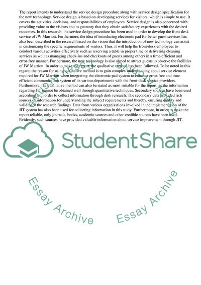 Requirements for the Front-Desk Services in JW Marriott Hotel