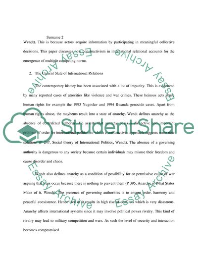 The Theory of Constructivism in International Relations