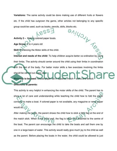 Home-Based Intervention Activities